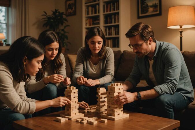 Jouer à jenga sous pression : un défi brûlant pour les amateurs de jeux
