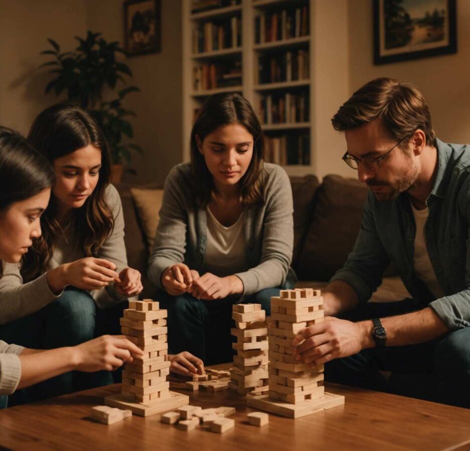 Jouer à jenga sous pression : un défi brûlant pour les amateurs de jeux