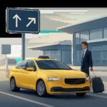 Illustration d’un taxi professionnel prêt à prendre en charge un voyageur pour l’aéroport d’Orly. L’image évoque la ponctualité, la sérénité et la réservation anticipée.