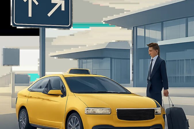 Illustration d’un taxi professionnel prêt à prendre en charge un voyageur pour l’aéroport d’Orly. L’image évoque la ponctualité, la sérénité et la réservation anticipée.