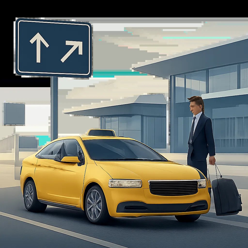 Illustration d’un taxi professionnel prêt à prendre en charge un voyageur pour l’aéroport d’Orly. L’image évoque la ponctualité, la sérénité et la réservation anticipée.
